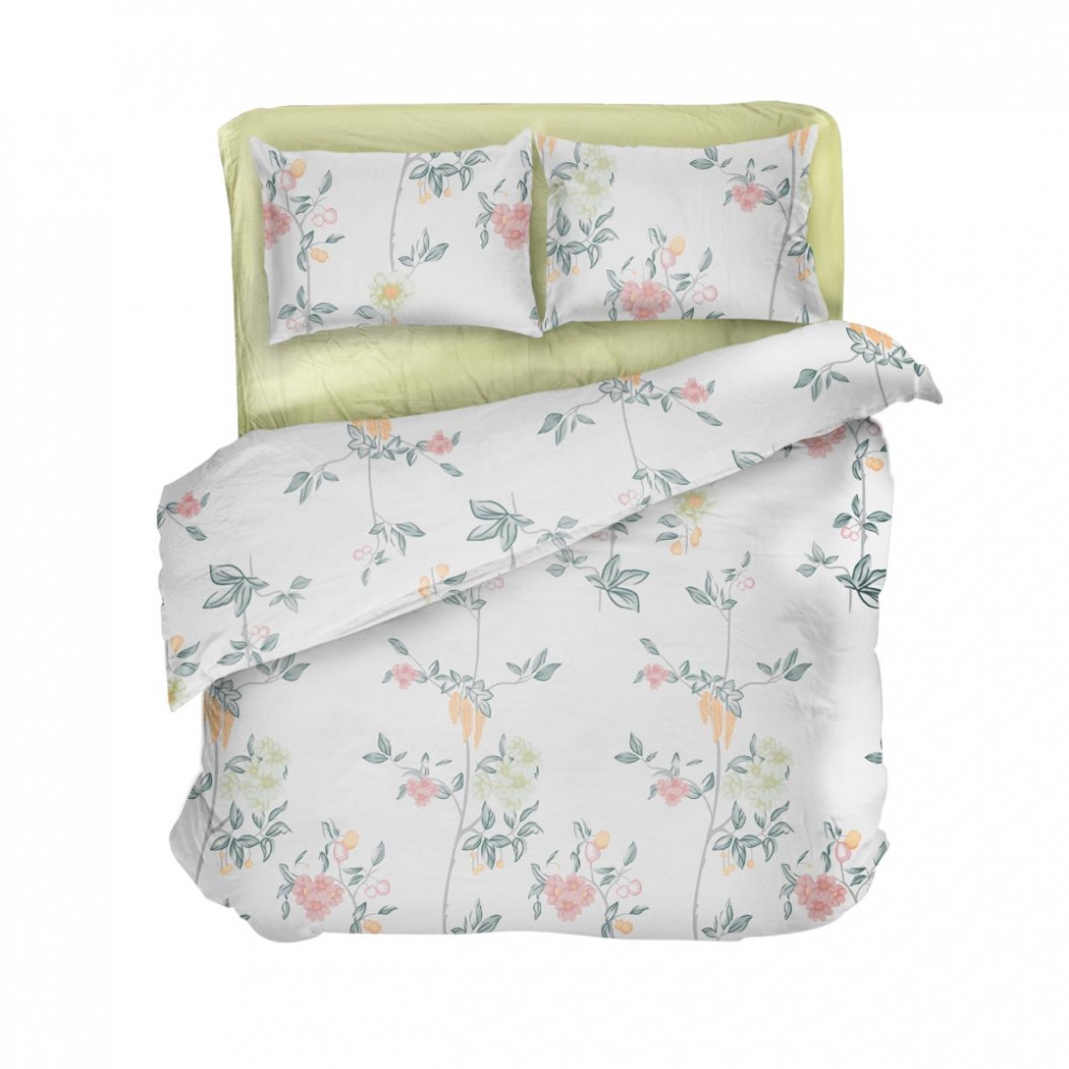 Постельное белье "LeLIT", Поплин, Зеленый с Белым, Полутораспальный, L-2043