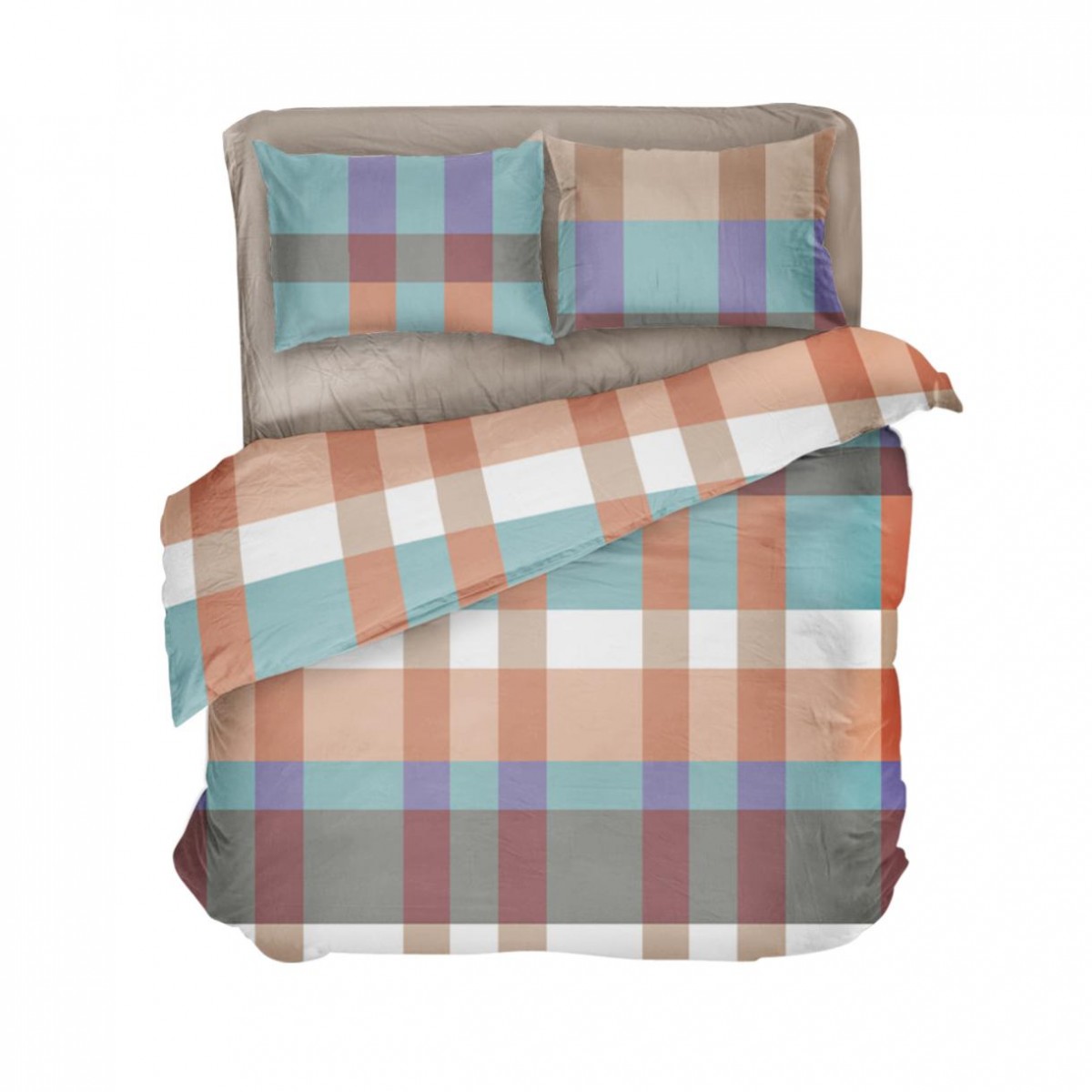 Постельное белье "LeLIT",Поплин,Коричневый с принтом,Полтораспальный, L-2040