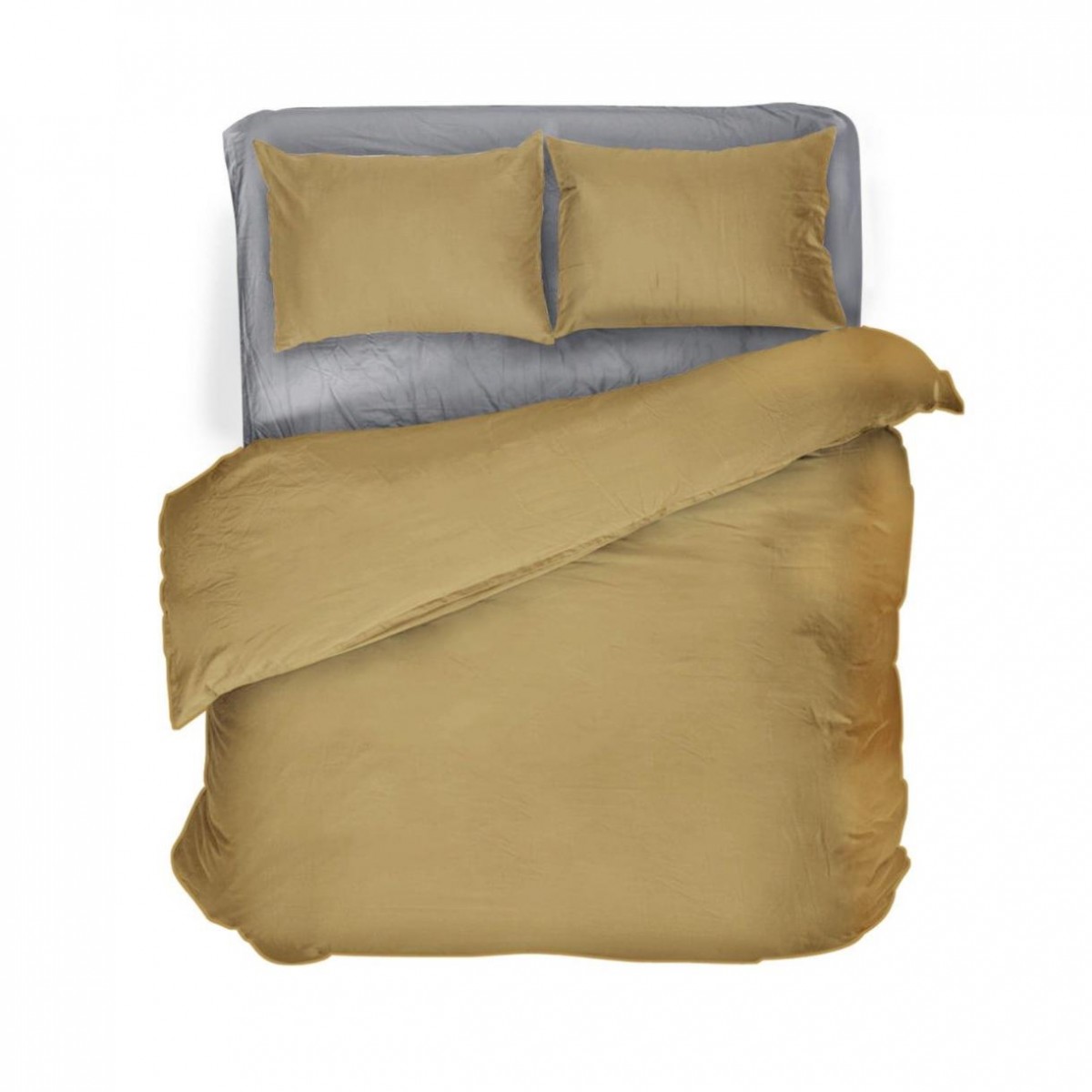 Постельное белье "LeLIT",Микрофибра,Желтый с Серым,Полтораспальный P-0130