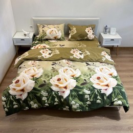 Постельное белье "LeLIT", Поликотон, Коричнево-Зеленый, Семейный, P-0108