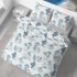 Постельное белье "LeLIT",Микрофибра,Молочный с Голубой,Семейный P-0141