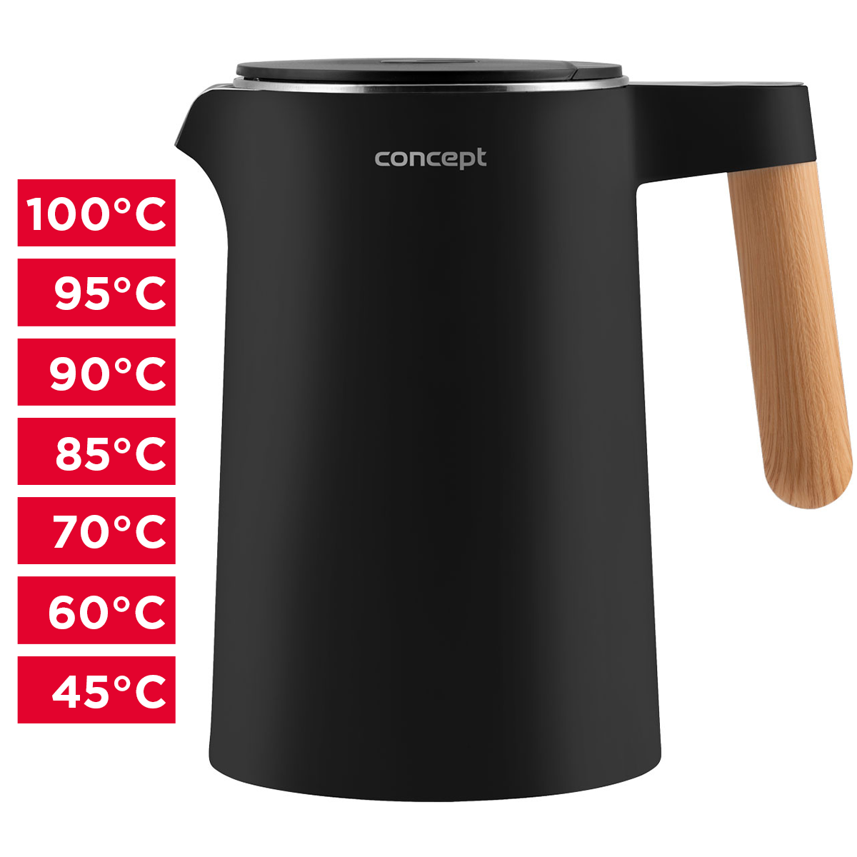 Чайник из нержавеющей стали Salt & Pepper Concept RK3301 на 1,5 л Черный Чайник из нержавеющей стали Salt & Pepper Concept RK3301 на 1,5 л Черный