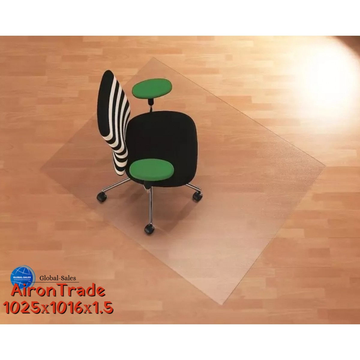 Килимок під крісло захисний для підлоги AironTrade 1025х1016х1.5 Прозорий (Прозорий)