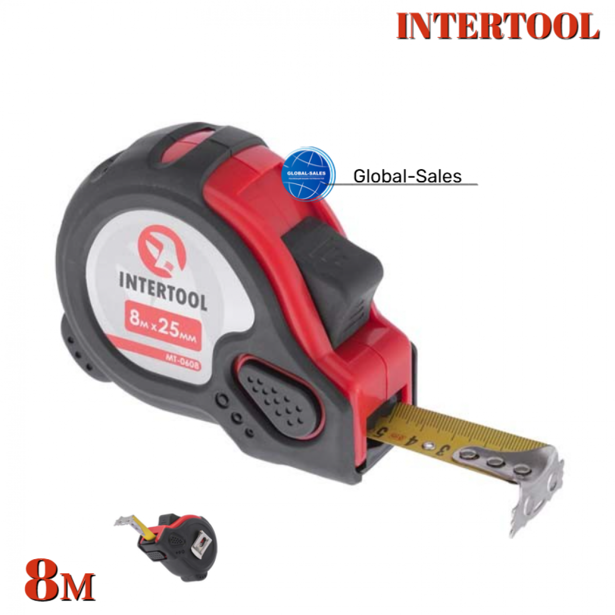 Рулетка Intertool 8 м x 25 мм магнит (MT-0608)