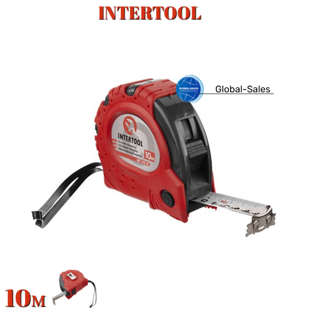 Рулетка Intertool 10 м х 25 мм супер-магнит (MT-0310)