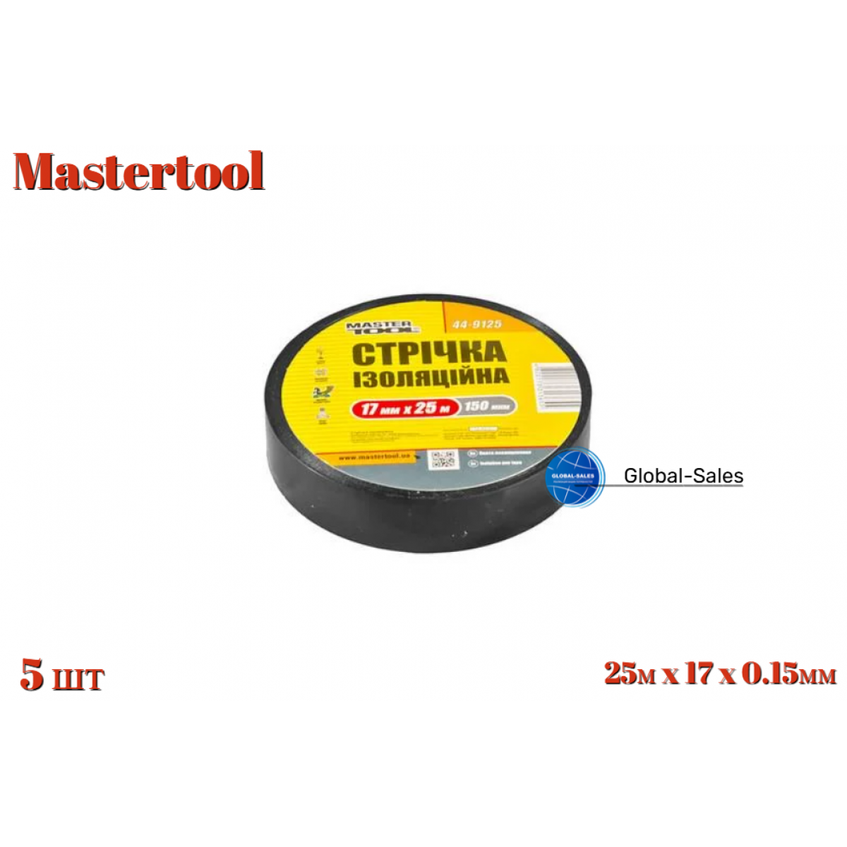Лента изоляционная Mastertool 25м x 17 x 0.15мм черная (44-9125) 5 шт Лента изоляционная Mastertool 25м x 17 x 0.15мм черная (44-9125) 5 шт