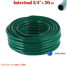Шланг поливочный Intertool 3/4" х 30 м зеленый 3-х слойный (GE-4045)
