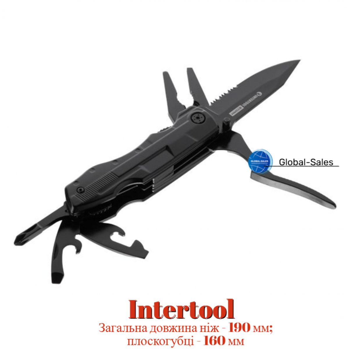 Мультитул Intertool-Storm 110мм x 8-в-1 Blackstone (HT-0545) сталь 420J2 Мультитул Intertool-Storm 110мм x 8-в-1 Blackstone (HT-0545) сталь 420J2