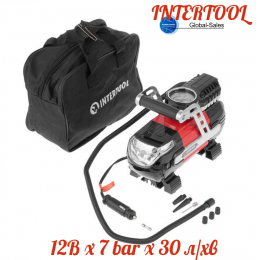 Миникомпрессор автомобильный Intertool 12В x 7 bar x 30 л/мин (AC-0002)