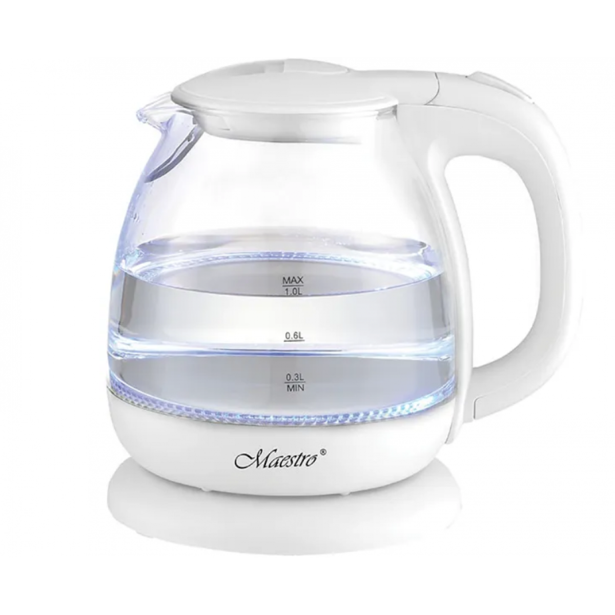 Электрочайник Maestro MR-055-White (MR-055-WHITE) внутренняя подсветка, белый, 1,0 л