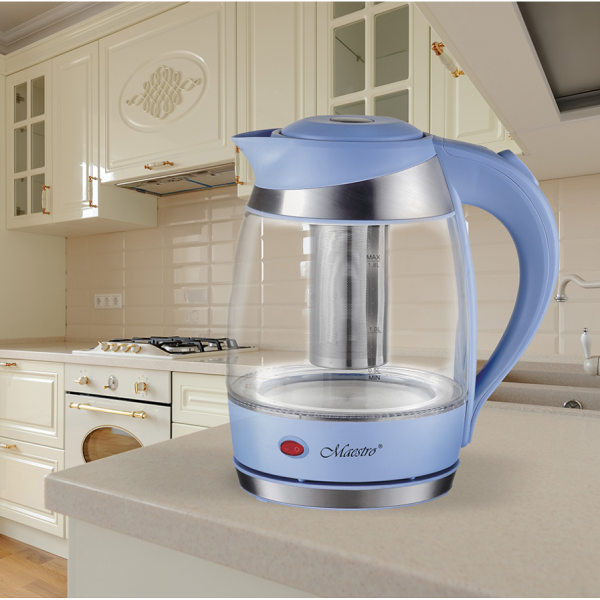 Электрочайник Maestro MR-065-blue (MR-065-BLUE) 1, 8 л, заварник