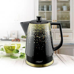 Электрочайник керамический Maestro 1.5л  черно - золотой (MR-074-GOLD) 1500 Вт