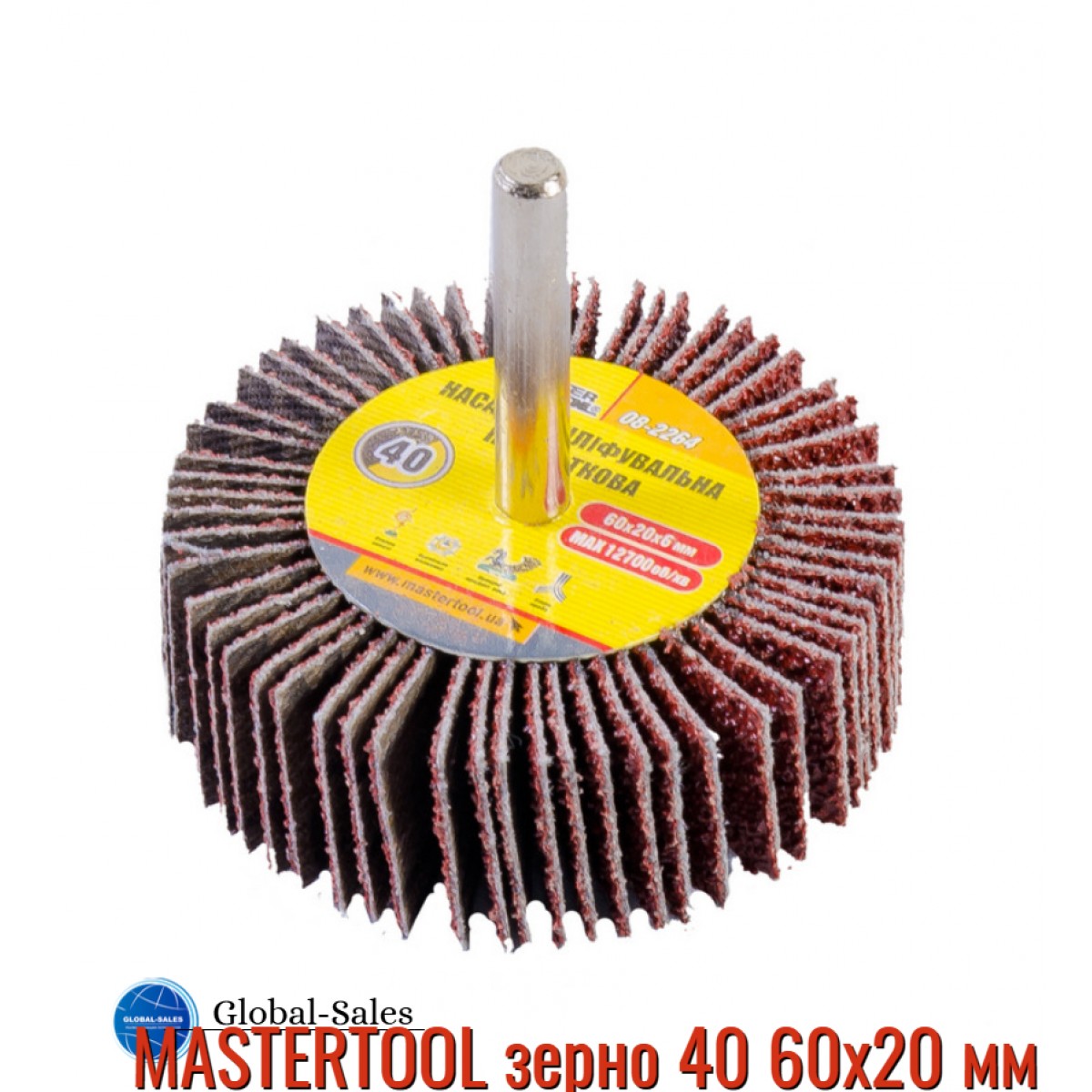 Круг лепестковый в оправке Mastertool 60 х 20 мм Р40 (08-2264) Круг лепестковый в оправке Mastertool 60 х 20 мм Р40 (08-2264)