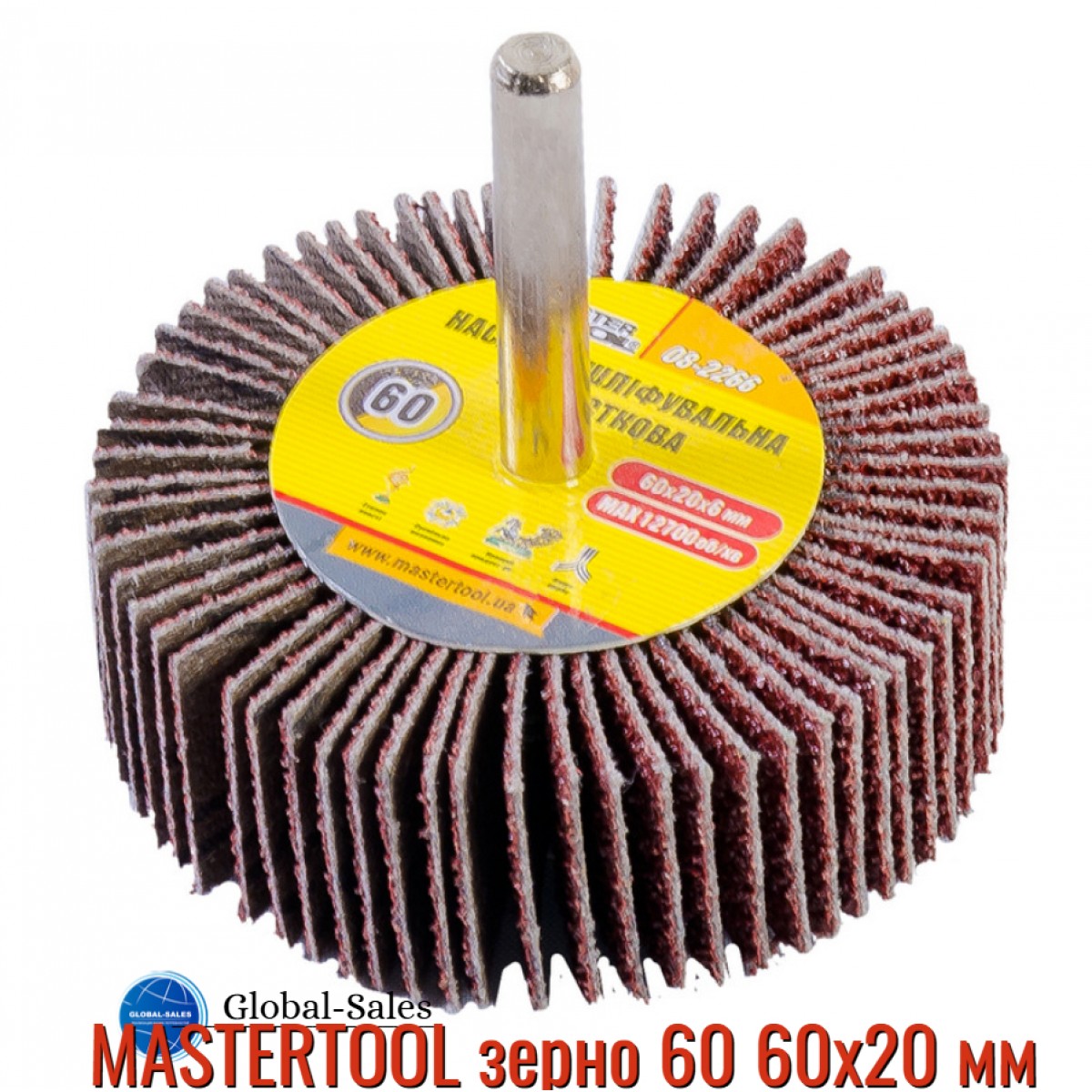 Круг лепестковый в оправке Mastertool 60 х 20 мм Р60 (08-2266) Круг лепестковый в оправке Mastertool 60 х 20 мм Р60 (08-2266)