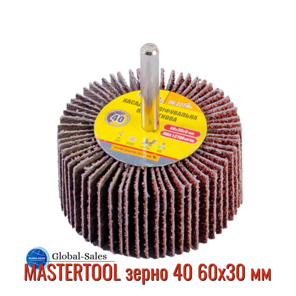 Круг лепестковый в оправке Mastertool 60 х 30 мм Р40 (08-2274) Круг лепестковый в оправке Mastertool 60 х 30 мм Р40 (08-2274)