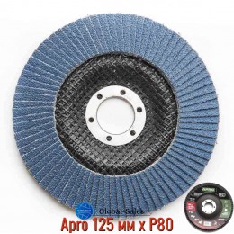 Круг лепестковый торцевой Apro 125 мм x Р80 цирконий прямой (830475) Круг лепестковый торцевой Apro 125 мм x Р80 цирконий прямой (830475)