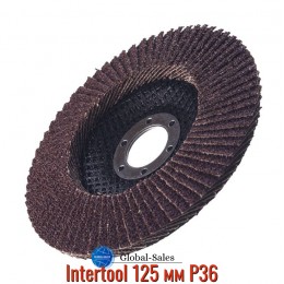 Круг лепестковый торцевой Intertool 125 мм Р36 (BT-0203) Круг лепестковый торцевой Intertool 125 мм Р36 (BT-0203)