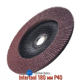 Круг лепестковый торцевой Intertool 180 мм Р40 (BT-0224) Круг лепестковый торцевой Intertool 180 мм Р40 (BT-0224)