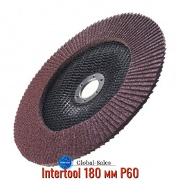 Круг лепестковый торцевой Intertool 180 мм Р60 (BT-0226) Круг лепестковый торцевой Intertool 180 мм Р60 (BT-0226)