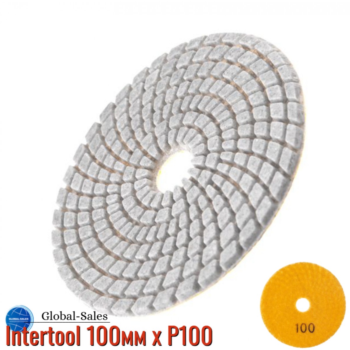 Круг алмазный шлифовальный на липучке Intertool 100мм x P100 (BT-0907) Круг алмазный шлифовальный на липучке Intertool 100мм x P100 (BT-0907)