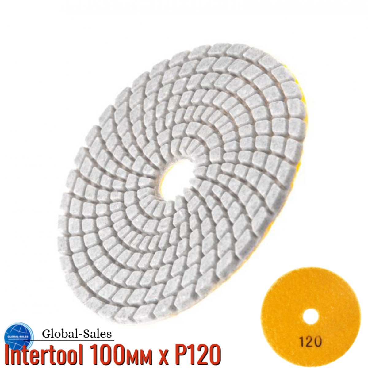 Круг алмазный шлифовальный на липучке Intertool 100мм x P120 (BT-0908)