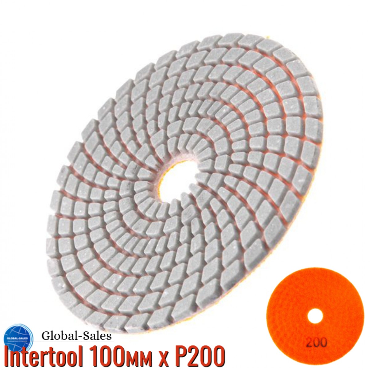Круг алмазный шлифовальный на липучке Intertool 100мм x P200 (BT-0911)
