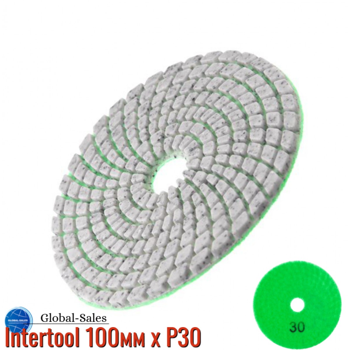 Круг алмазный шлифовальный на липучке Intertool 100мм x P30 (BT-0902)