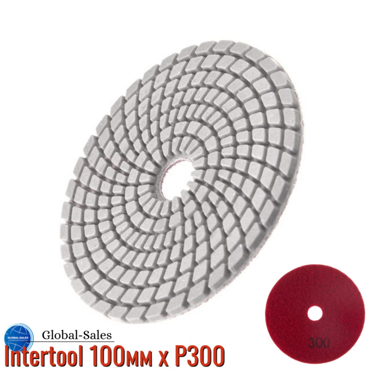 Круг алмазный шлифовальный на липучке Intertool 100мм x P300 (BT-0913) Круг алмазный шлифовальный на липучке Intertool 100мм x P300 (BT-0913)