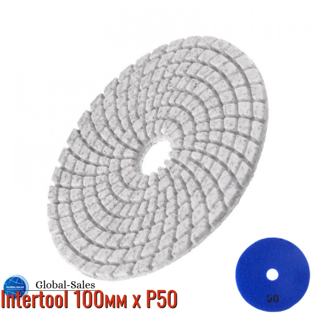 Круг алмазный шлифовальный на липучке Intertool 100мм x P50 (BT-0904) Круг алмазный шлифовальный на липучке Intertool 100мм x P50 (BT-0904)