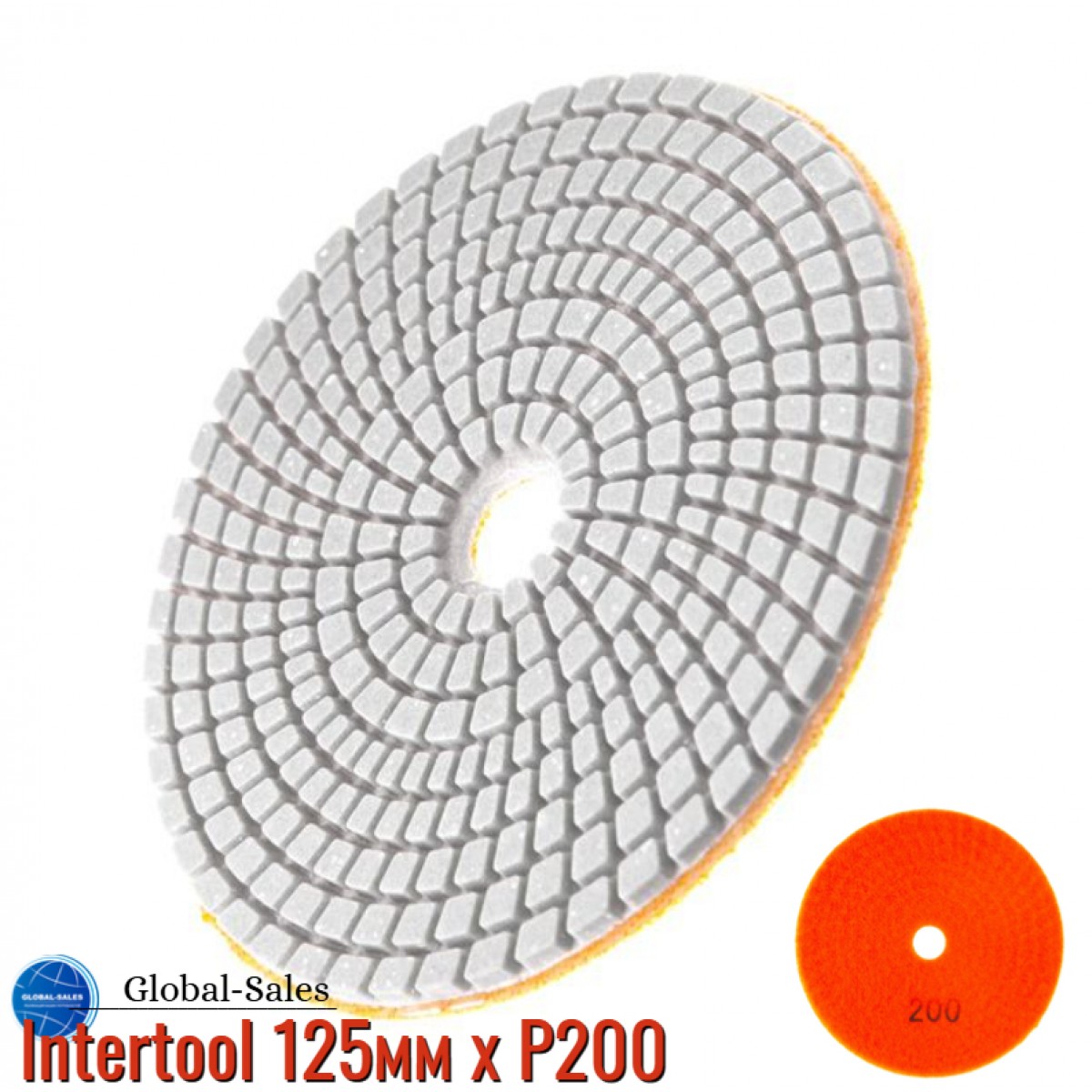 Круг алмазный шлифовальный на липучке Intertool 125мм x P200 (BT-0931) Круг алмазный шлифовальный на липучке Intertool 125мм x P200 (BT-0931)