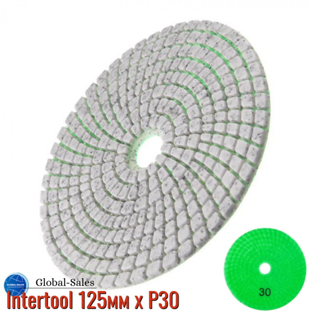 Круг алмазный шлифовальный на липучке Intertool 125мм x P30 (BT-0922) Круг алмазный шлифовальный на липучке Intertool 125мм x P30 (BT-0922)