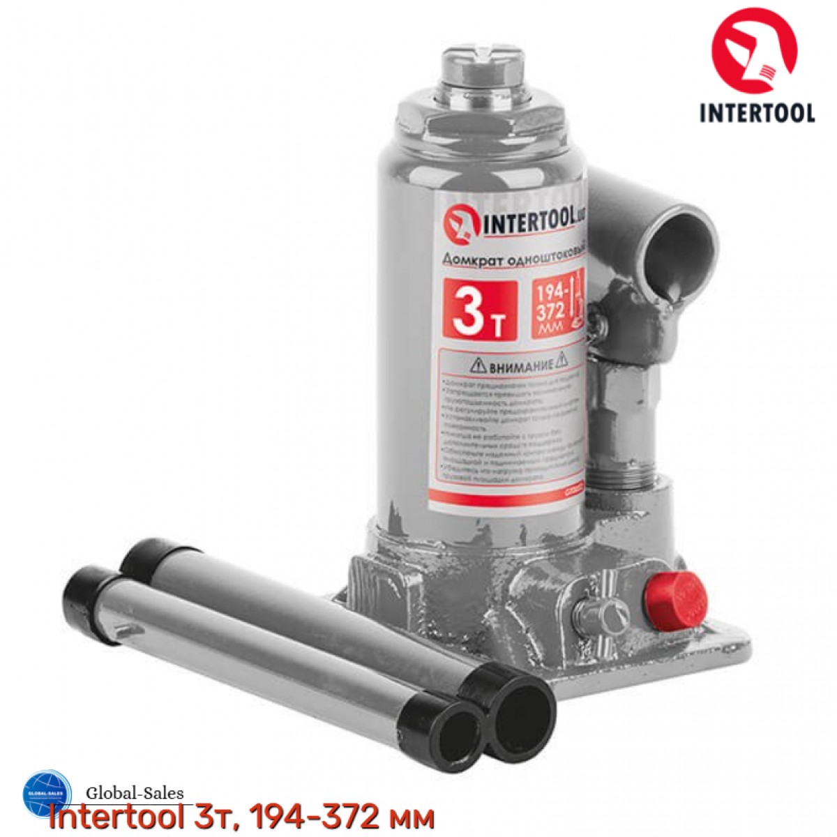Домкрат гидравлический Intertool 3 т х 350 мм одноштоковый (в кейсе) (GT0052) Домкрат гидравлический Intertool 3 т х 350 мм одноштоковый (в кейсе) (GT0052)
