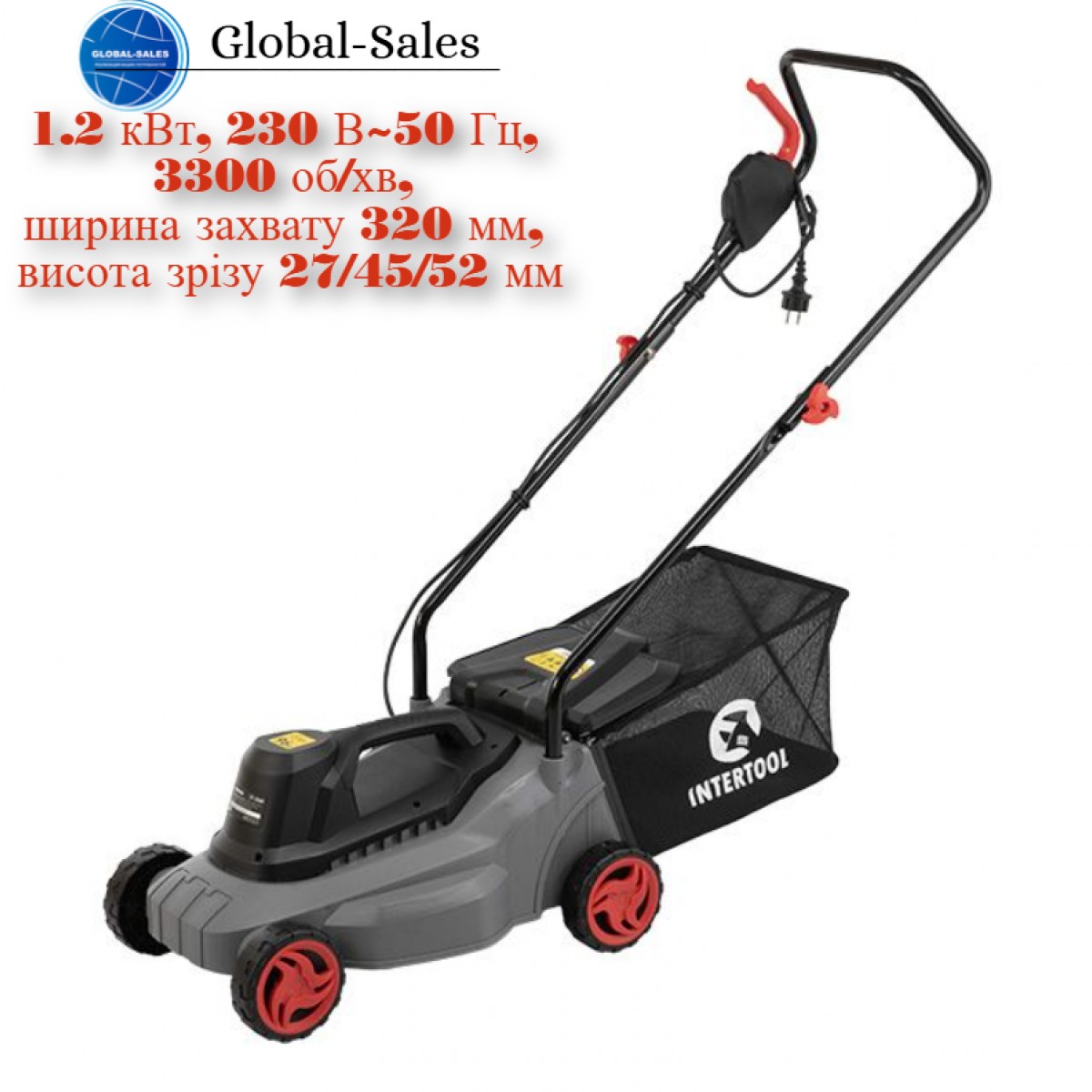 Газонокосилка электрическая Intertool 1200Вт x 320мм x 30л (DT-2260)