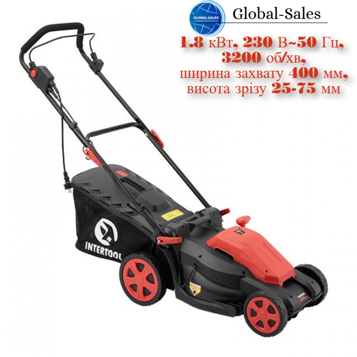 Газонокосилка электрическая Intertool-Storm 1800Вт x 400мм x 40л (WT-2265) Газонокосилка электрическая Intertool-Storm 1800Вт x 400мм x 40л (WT-2265)
