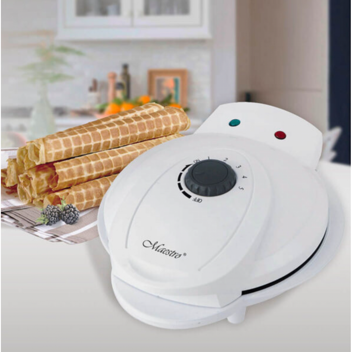 Вафельница Maestro MR-715 (MR-715) белая, с антипригарным покрытием Вафельница Maestro MR-715 (MR-715) белая, с антипригарным покрытием
