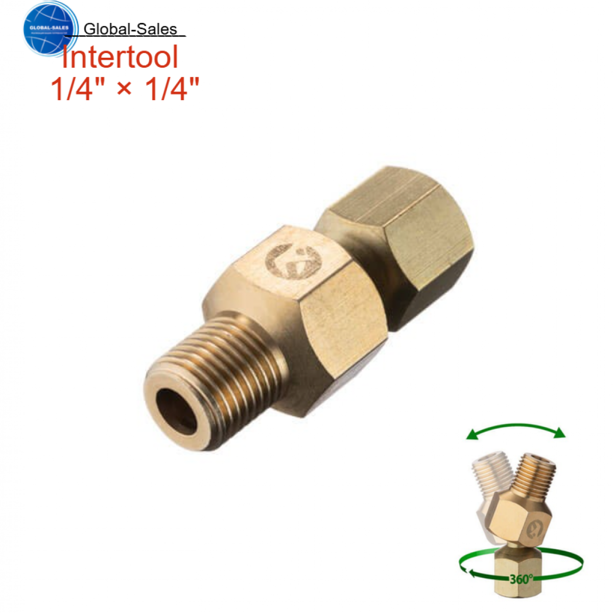 Шарнир поворотный Intertool-Storm внутренняя резьба 1/4" × наружная резьба 1/4" (PT-2210)