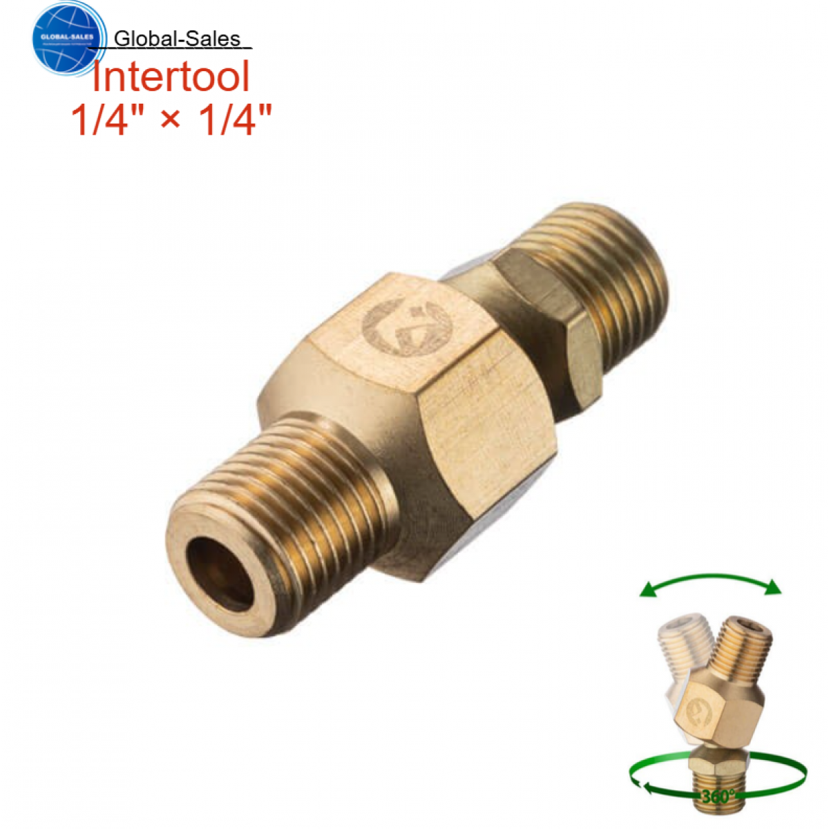 Шарнир поворотный Intertool-Storm наружная резьба 1/4" × 1/4" (PT-2208)