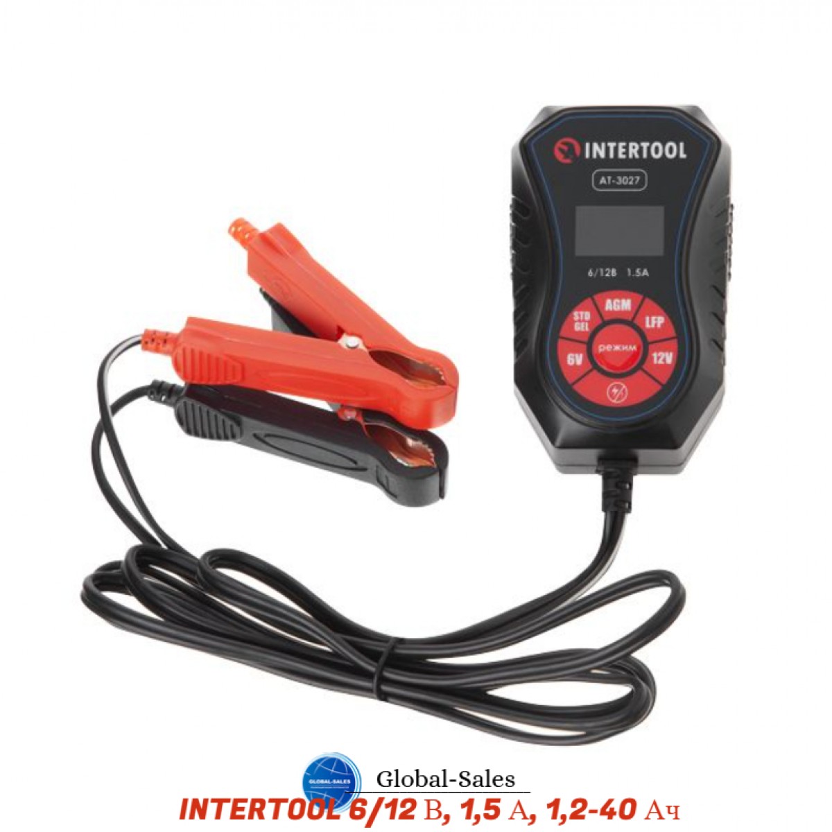 Устройство зарядное Intertool 6/12В x 1.5А x 40Ач (AT-3027) Устройство зарядное Intertool 6/12В x 1.5А x 40Ач (AT-3027)