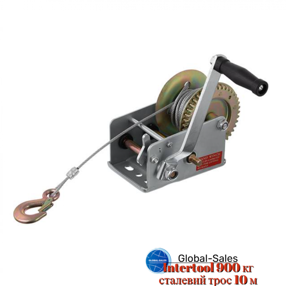 Лебедка рычажная барабанная Intertool 900 кг стальной трос 10 м (GT1455) Лебедка рычажная барабанная Intertool 900 кг стальной трос 10 м (GT1455)