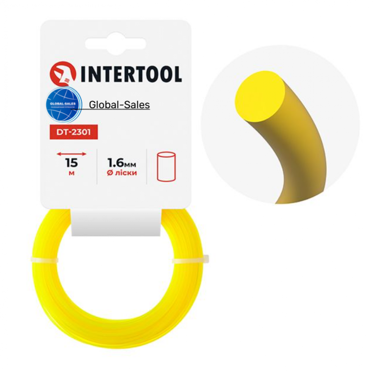 Леска для триммера Intertool 1.6мм x 15м круг (DT-2301)