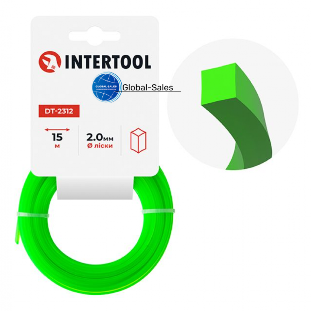 Леска для триммера Intertool 2.0мм x 15м квадрат (DT-2312)