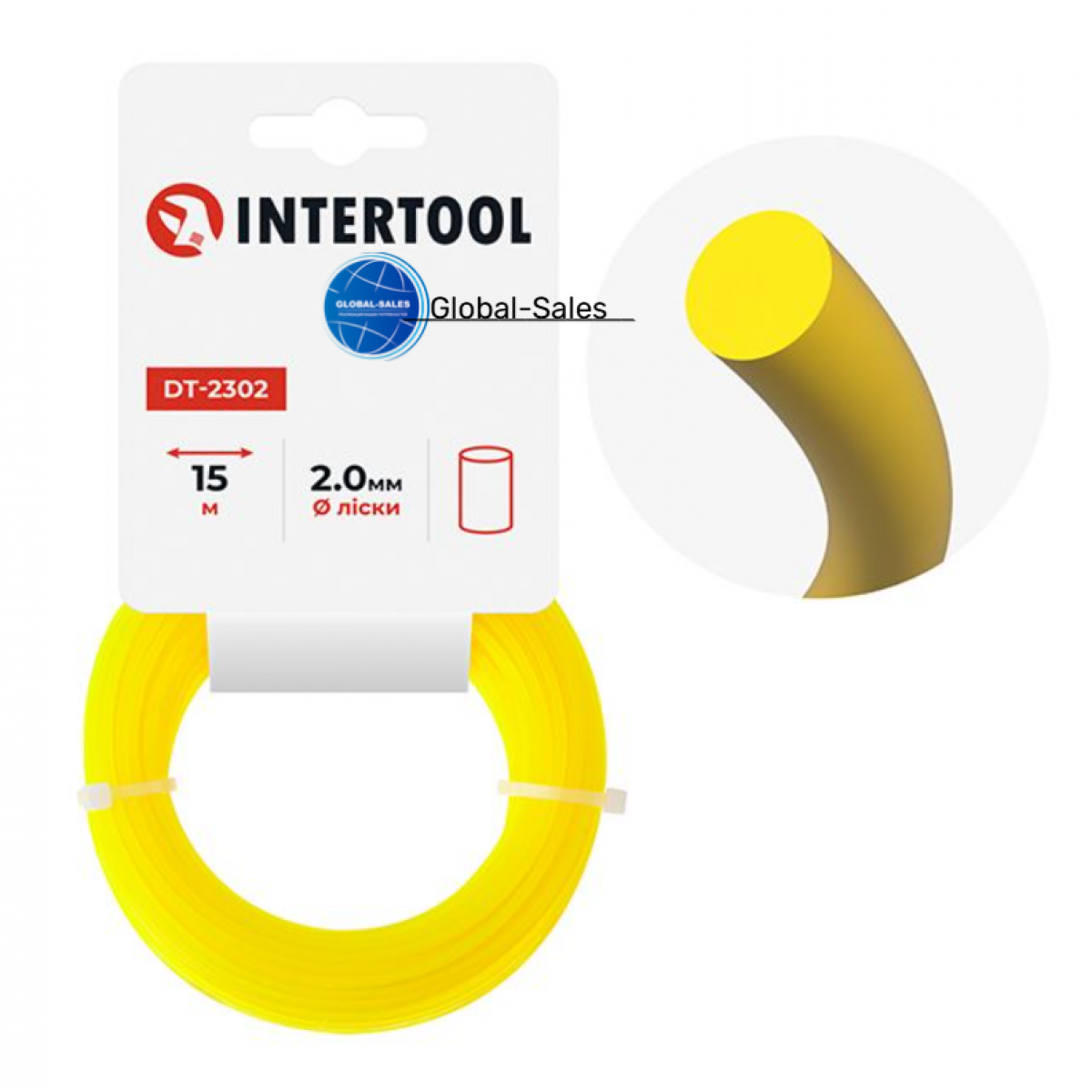 Леска для триммера Intertool 2.0мм x 15м круг (DT-2302)