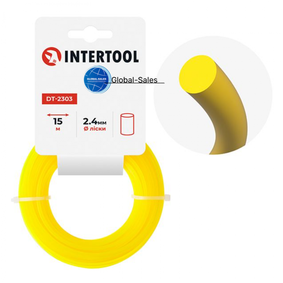 Леска для триммера Intertool 2.4мм x 15м круг (DT-2303)
