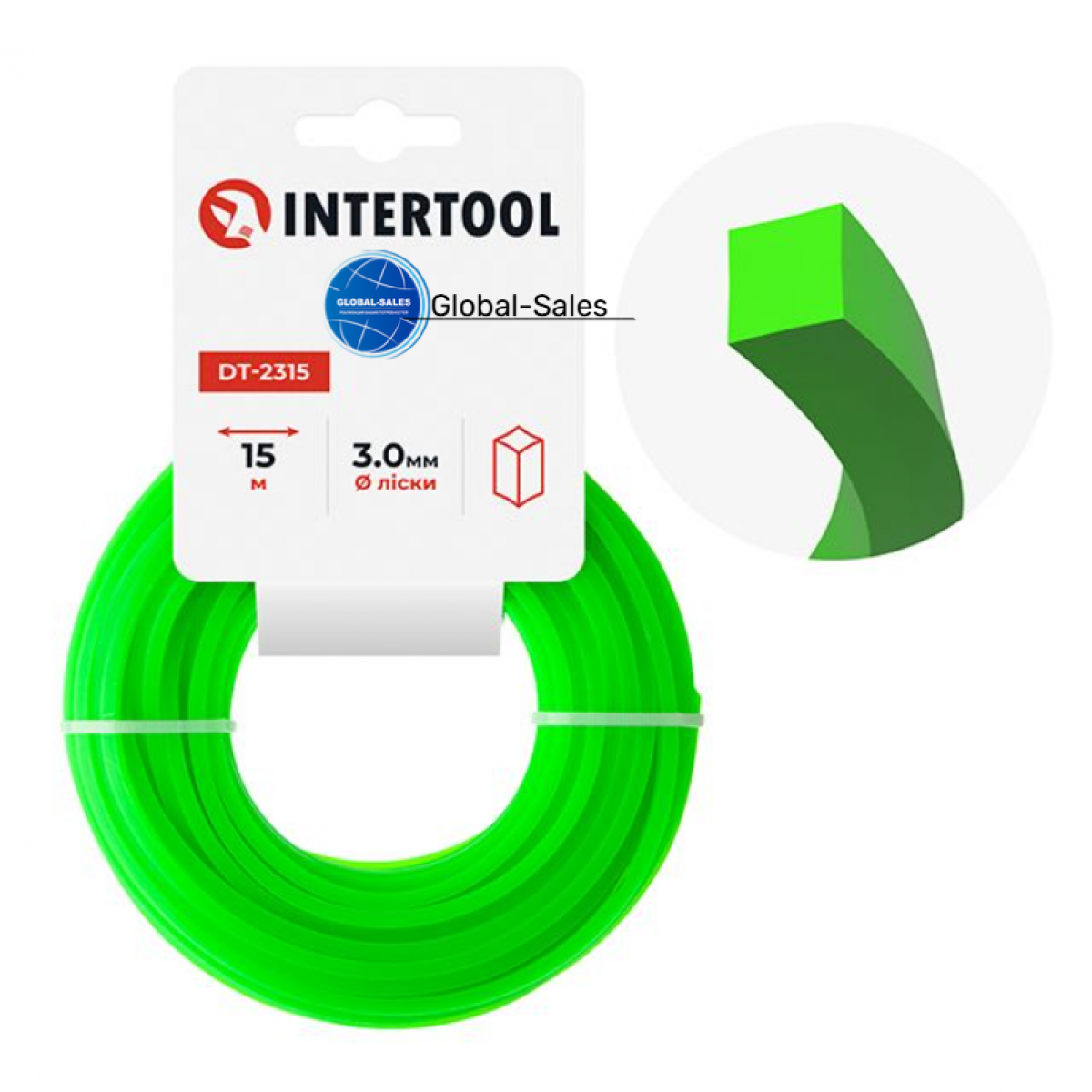 Леска для триммера Intertool 3.0мм x 15м квадрат (DT-2315)