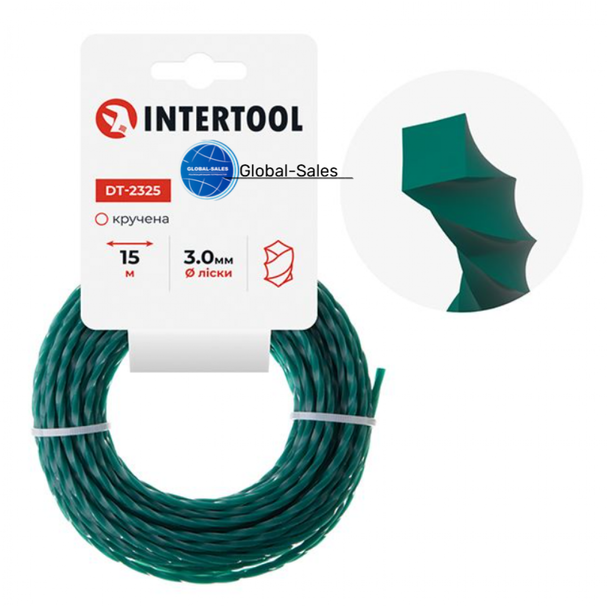 Леска для триммера Intertool 3.0мм x 15м квадрат крученый (DT-2325)