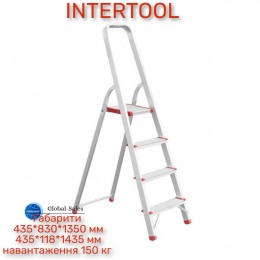 Стремянка Intertool 4 ступени 850 мм (LT-1004) алюминиевая