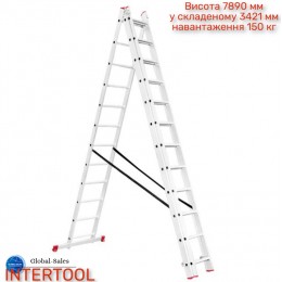 Лестница 3-х раскладная Intertool 7887 мм х 3x12 ступеней (LT-0312) алюминиевая 