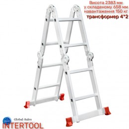 Лестница трансформер Intertool 2383 мм х 4x2 ступеней (LT-0028) алюминиевая 
