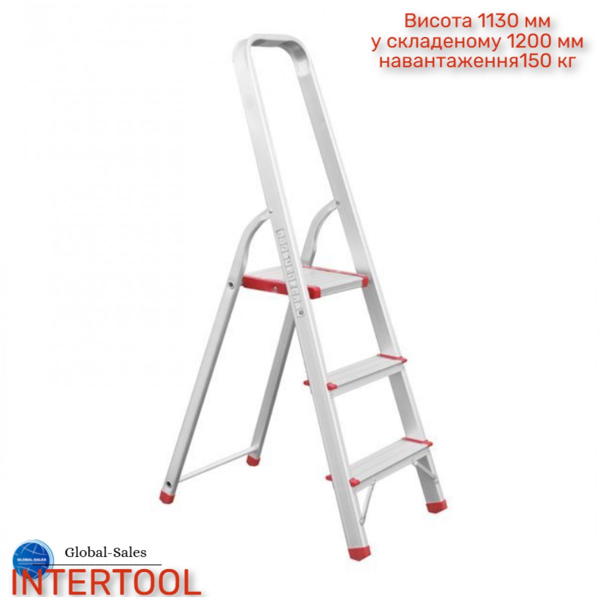 Стремянка Intertool 3 ступени 630 мм (LT-1003) алюминиевая Стремянка Intertool 3 ступени 630 мм (LT-1003) алюминиевая