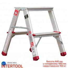 Стремянка двухсторонняя Intertool 440 мм x 2 ступени (LT-1102) алюминиевая 